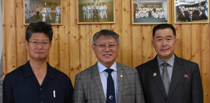 The ITF leaders: Finance and Administration Director: Master Kim Cholgyu, President: Professor Ri Yong Son, Secretary General: Professor Kim Sung Hwan